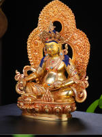 Estatua Huang Ornam, exquisita imitación de latón de la plataforma de Buda del budismo esotérico tibetano nepalí, Dios Caishen dorado - details 3