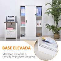 Armario de Oficina Práctico con 2 Puertas Correderas Llaves y 3 Estantes para Despacho Estudio 80x40x120 cm Blanco - details 3