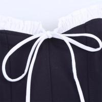 2025, Frech Sweet Temperamet, diseño simple de colores contrastantes, vestido con abertura lateral, falda suspensa, ropa de verano para - details 3