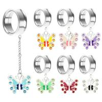 2 colgantes de mariposa en varios estilos, tapones para los oídos de acero, túnel para carne de 6 mm a 25 mm, tornillos de ensanchador doble convexo - details 0