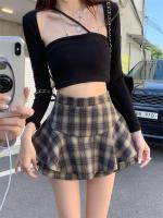 Minifalda escalonada Y2K de cintura alta con volantes y tartán, falda a cuadros, traje estético para mujer - details 23