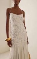 Elegante Vestido de Espalda Blanca con Perchas 3D Vestido Largo de Chifón con Pliegues para Mujeres - details 5