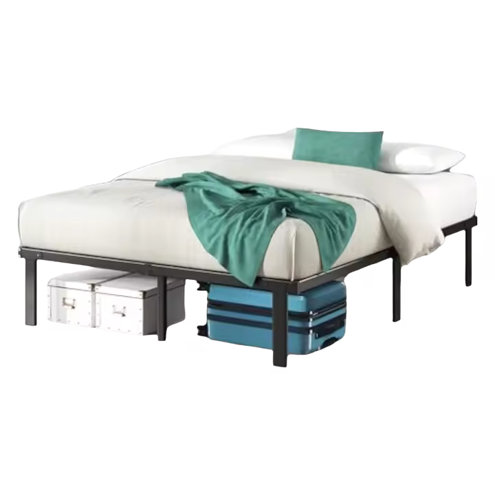 Cama Caleb de 100 x 200 cm - Altura 36 cm con Espacio de Almacenamiento Debajo de la Cama - Marco de Cama de Metal - Marco de Cama Plegable - Negro - 1