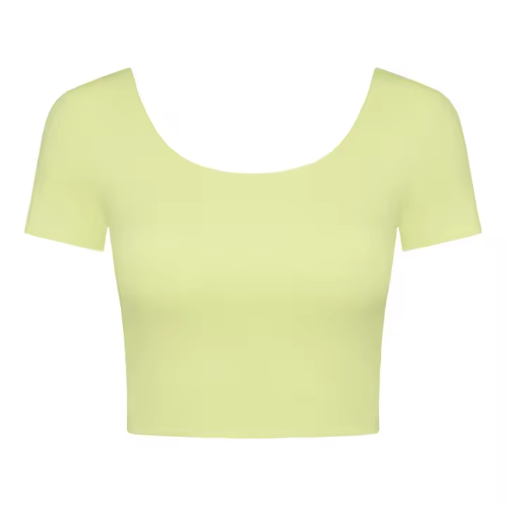 SHINBENE-camisetas de manga corta para mujer, 2 en 1 Top corto, ajustado, liso, atlético, para gimnasio, Yoga - 1