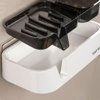 Jabonera de montaje en pared, caja de jabón de agua autodrenante con ahorro de espacio, contenedor de cepillo, soporte de jabón sin taladro para Baño - details 0