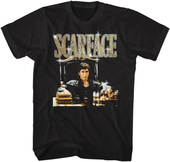 Camiseta Gráfica de Película Scarface Manga Corta, Estilo 80s, Moda para Hombres - 1