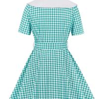 2024 nuevo Color sólido Vintage doble botonadura Vestidos mujeres verano Retro 50s 60s Swing Pin Up vestido de fiesta Vestidos - details 4