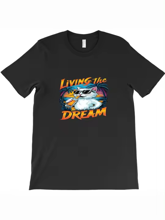 Camiseta divertida y linda con diseño de gato, regalo para papá, manga corta con cuello redondo suave y cómoda, 230 g - 1