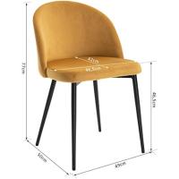 Juego de 2 Sillas de Comedor con Asiento y Respaldo Acolchados con Cubierta de Terciopelo Suave y Diseño Moderno Carga 120 kg 49x50x77 cm - details 2