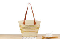 Bolso de mano de gran capacidad a rayas Bolso tejido a mano con textura premium Bolso de hombro versátil de vacaciones - details 6