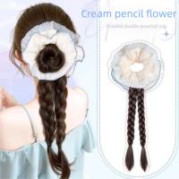 Diademas de encaje azul para mujer, coleteros de estilo coreano, peluca trenzada de boxeo elástica esponjosa - details 3