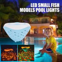 Luces subacuáticas de colores, proyector de fuente con estampado de peces, se pueden utilizar con baterías para reuniones en discotecas y piscinas. - details 4
