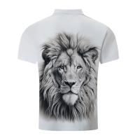 POLO de manga corta con solapa para hombre, estampado de león animal de verano, informal diario - details 2