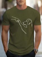 Camiseta de manga corta con cuello redondo y estampado de perro divertido, 100% algodón, casual, deportiva, holgada, para hombre - details 16
