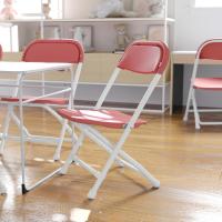 10 sillas Plegables de plástico para niños, Color borgoña, Juego de 10 - details 1