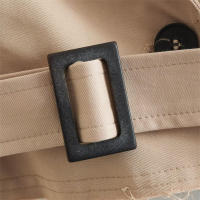 BUNO-Gabardina corta con cinturón para mujer, chaqueta de calle Vintage, Top de manga larga con doble botonadura, abrigo femenino, trajes de primavera, 2025 - details 5