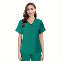 Camisetas de una sola pieza, batas de mano de cepillo médico para mujeres, Tops de trabajo de manga corta, 1 ud. - details 3
