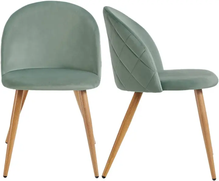 Juego de 2 sillas de comedor tapizadas de terciopelo, sillas auxiliares de ocio, asiento acolchado de terciopelo y patas de metal de roble para sala de estar, cactus - 1