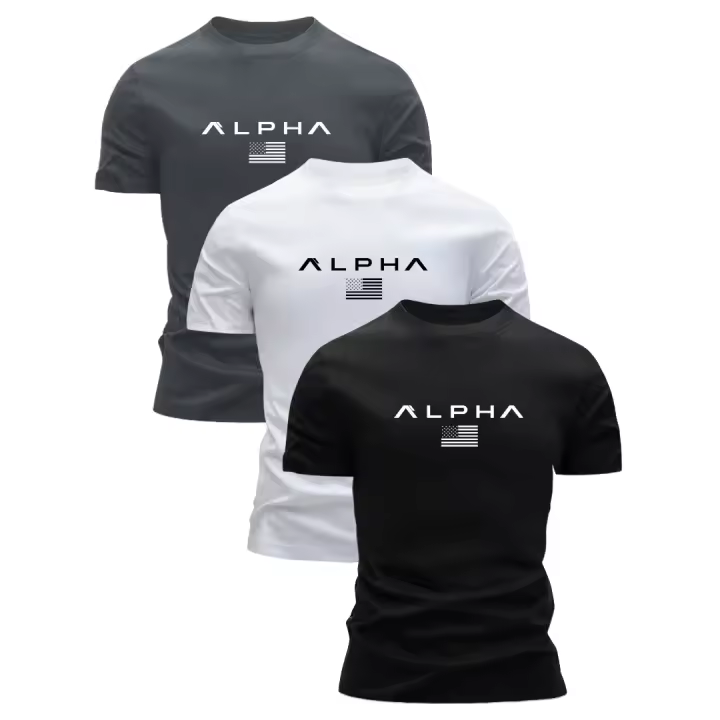 3 uds 100% camisetas de algodón para hombre Casual Slim Fit cuello redondo suave transpirable absorbente de sudor Tops esenciales de verano - 1