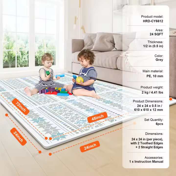 SucceBuy Alfombra de Juego para niños, Alfombra de Rompecabezas de Espuma EVA, Alfombras de Juego entrelazadas, para guardería, Sala de Juegos, Sala de Estar, Segura, Suave - 1