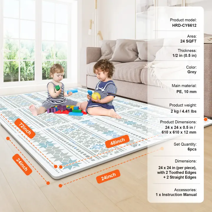 SucceBuy Alfombra de Juego para niños, Alfombra de Rompecabezas de Espuma EVA, Alfombras de Juego entrelazadas, para guardería, Sala de Juegos, Sala de Estar, Segura, Suave - 1