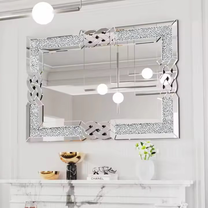 Espejo de Pared Grande para decoración, Espejo Rectangular Moderno, Elegante, Artístico, para salón de belleza, Recibidor de Entrada, 90x60x2,5 cm - 1