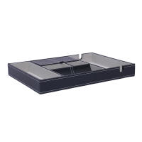 Caja de Almacenamiento de Cuero PU Negro con 6 Rejillas para Llaves y Cambios Caja de Exhibición de Joyería para Escritorio Recipiente de Almacenamiento Rectangular Removible y Plegable - details 8