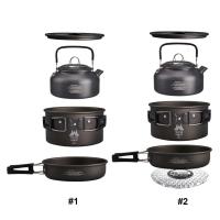 3 unids/set Camping al aire libre olla para cocinar agua hervidor de agua juego de utensilios de cocina portátiles vajilla senderismo Picnic - details 6