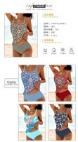 Nuevo traje de baño de talla grande con múltiples estampados, traje de baño Tankini dividido para mujer, sexy triángulo alto - details 1