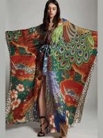 Kimono Bohemio Vintage para Mujer Cubierta de Playa de Verano Grande con Estampado - details 1