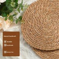 Juego de 8 manteles individuales de jacinto de agua natural, tapetes tejidos de ratán T resistentes al calor para cenar al aire libre - details 1