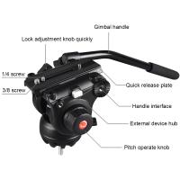 PULUZ-videocámara profesional de alta resistencia, trípode de aleación de aluminio con cabezal de arrastre fluido para cámara DSLR / SLR - details 3