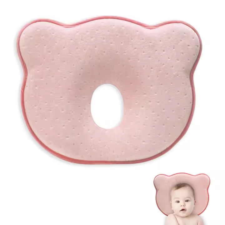 Almohada Bebe Recien Nacido de Espuma Viscoelastica y Terciopelo - Cojin de Cuna - Cuidado de la Forma de la Cabeza Previene y Evita Plagiocefalia - Almohada Transpirable Ergonomica Hipoalergenica - 1