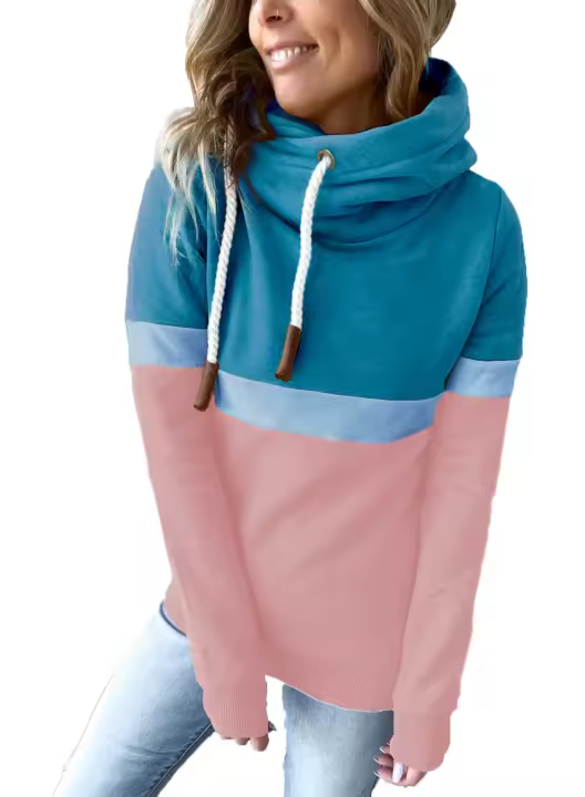 Suéter casual para mujer, sudadera con capucha de manga larga, suéter superior de otoño, sudadera, - 1