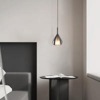 Lámpara colgante de cristal con forma de gota de agua, doble pantalla de cristal gris humo, lámpara colgante moderna para isla de cocina, comedor, sala de estar, cama - details 3