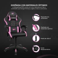 DR35 - Silla Gaming Profesional, Polipiel, reposabrazos Acolchados, pistón Clase 3, Base Nylon Reforzada, Asiento basculante, Altura Regulable, cojín Lumbar y Cervical, Color Negro/Rosa - details 3