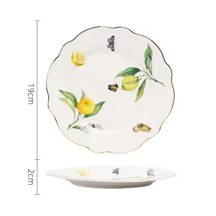 Plato de cerámica con diseño de limón europeo para cena, plato para carne, cubiertos de cocina, fruta, azucarero, vajilla completa - 1