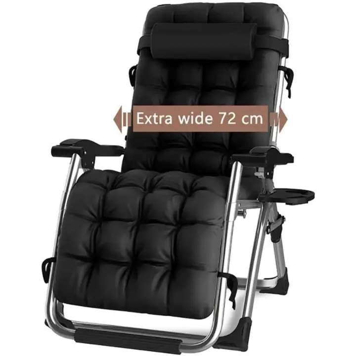 Silla reclinable para Actividades al Aire Libre con Gravedad Cero y portavasos, Silla Extra Ancha y Ajustable para tumbonas de Patio Garden Beach Beach, con Cojines de 200 kg - 1