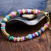 Pulsera de cuentas de piedras preciosas mezcladas de colores de piedra Natural, joyería hecha a mano para vacaciones de verano dulce y bonita para mujer bohemia - details 4
