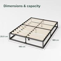 Cama Plataforma de Metal de 25 cm Joseph Somier |   Soporte de láminas de Madera |   almacenamiento bajo la Cama |   140 x 190 cm |   Negro - details 1