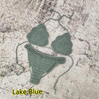 Conjunto de 3 piezas de bikini de ganchillo hecho a mano, minifalda de playa, traje de baño - details 21