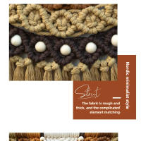 Tapiz colgante de pared con borlas de cuerda tejida a mano de estilo nórdico, macramé bohemio, cuentas de borlas de algodón, decoración artística de pared del dormitorio, 2025 - details 3