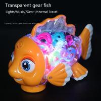 Juguete eléctrico musical con columpio para peces con luces y engranajes transparentes, juguetes sensoriales educativos interactivos para niños, regalos de cumpleaños - details 0