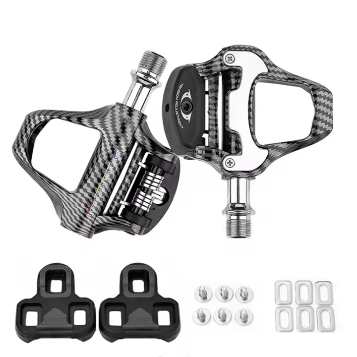 RACEWORK-pedales ultraligeros para bicicleta de carretera, pedales sin clip de fibra de carbono con patrón liso con rodamientos sellados para sistemas LOOK, pedales de bloqueo - 1
