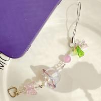 Campanilla de viento acrílica para teléfono móvil, cadena para teléfono, abalorio antipérdida, mariposa, amor, cordón colgante para teléfono Ins - details 6