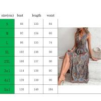 Vestido estampado con cuello en V para mujer, vestidos largos de cintura alta, moda de verano - details 0
