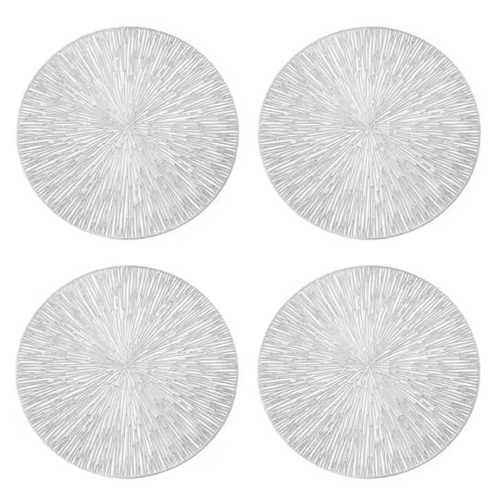 Manteles Individuales redondos para restaurante, tapete de PVC hueco para decoración de comida, anticaliente, para mesa de comedor, 4 piezas - 1