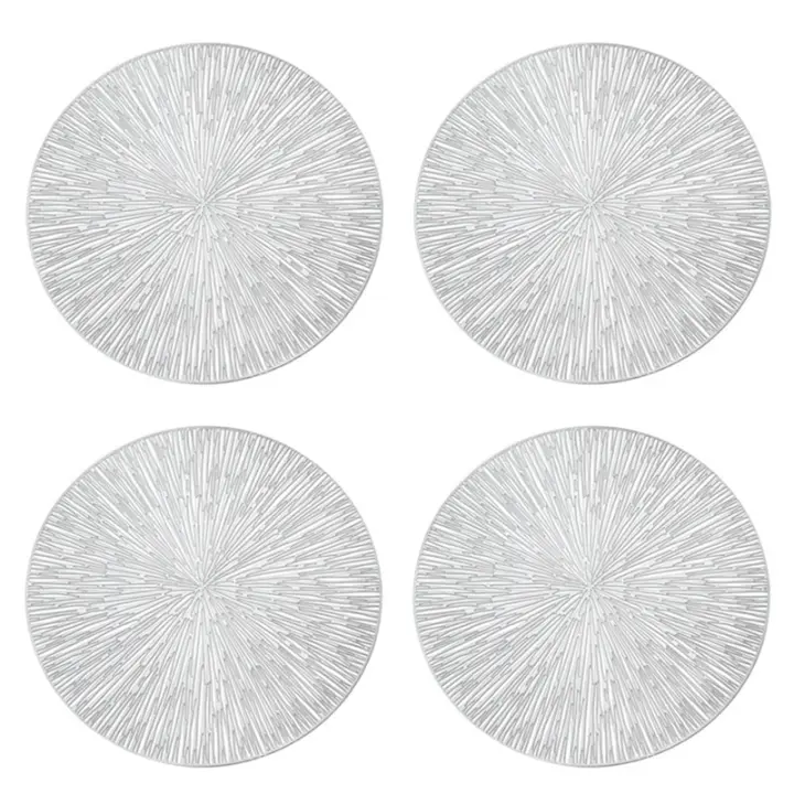 Manteles Individuales redondos para restaurante, tapete de PVC hueco para decoración de comida, anticaliente, para mesa de comedor, 4 piezas - 1