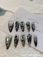 10 UDS parche de mariposa artificial líquido de metal negro punk gótico de imitación de uñas hecho a mano - details 2