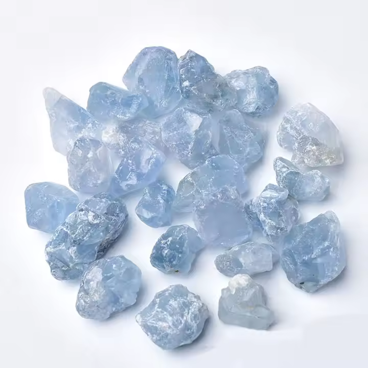 Cristales de roca Natural en bruto, piedra de energía curativa de Reiki, espécimen Mineral de decoración de Acuario, Celestia azul, 100g - 1